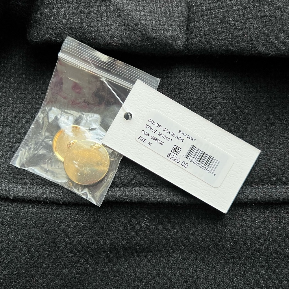 Milly X Bow Coat | Black | Size Medium - Picture 11 of 11